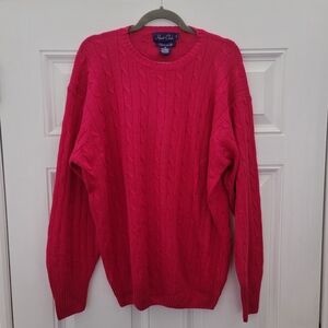 Vintage Hunt Club Cashmere Silk Cable Knit Sweater Size Large Preppy